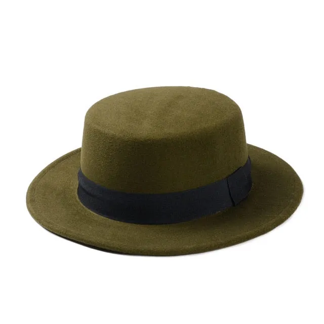 New Fashion Wool  Flat Top Hat