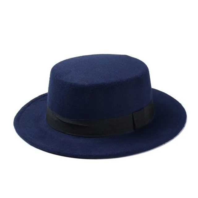 New Fashion Wool  Flat Top Hat
