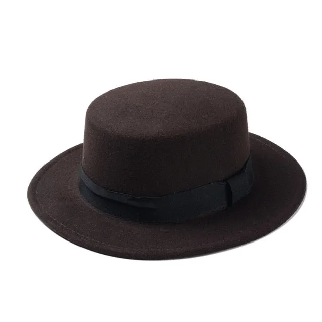 New Fashion Wool  Flat Top Hat