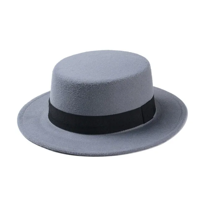 New Fashion Wool  Flat Top Hat