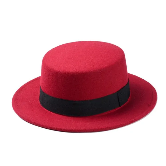 New Fashion Wool  Flat Top Hat