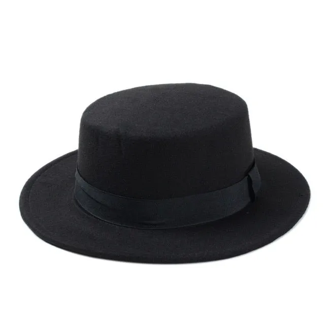 New Fashion Wool  Flat Top Hat