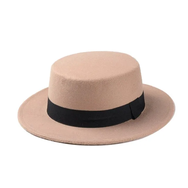 New Fashion Wool  Flat Top Hat