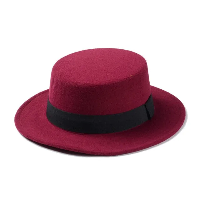New Fashion Wool  Flat Top Hat