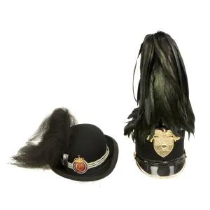 Original U.S. West Point Shako and Norwegian King's Guard Cap - Formerly Part the Tower of London Yeoman Warder’s Club Collection
