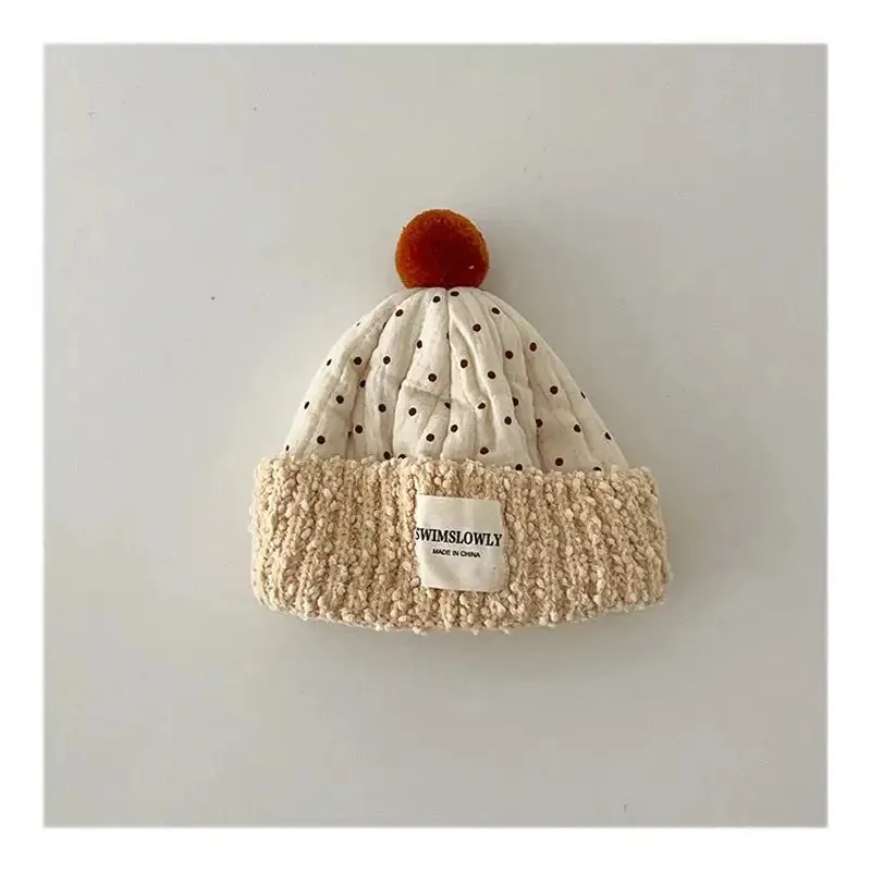 Plush Polka Dot Baby Beanies