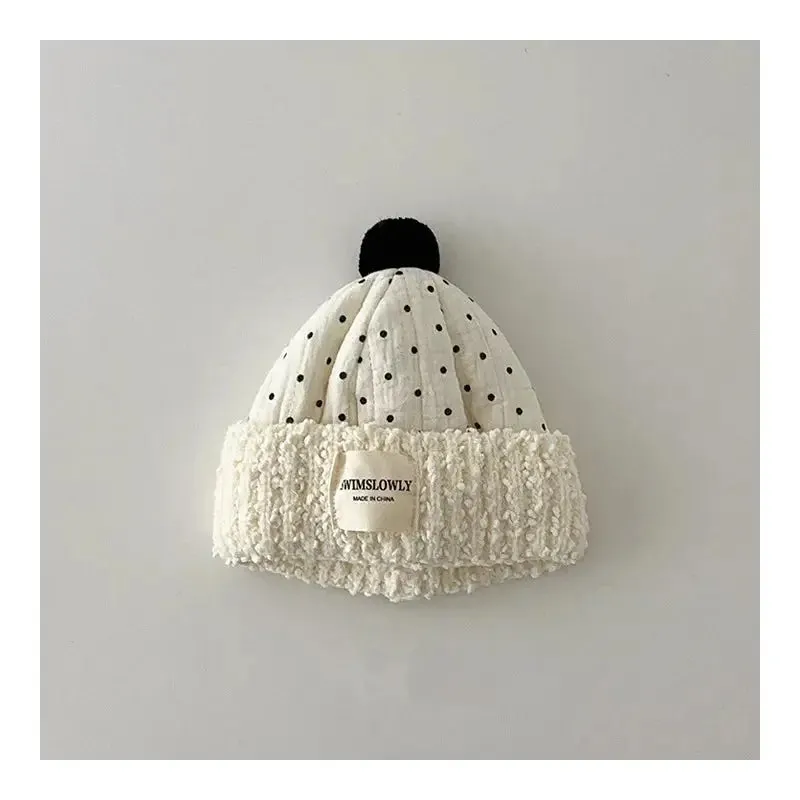 Plush Polka Dot Baby Beanies