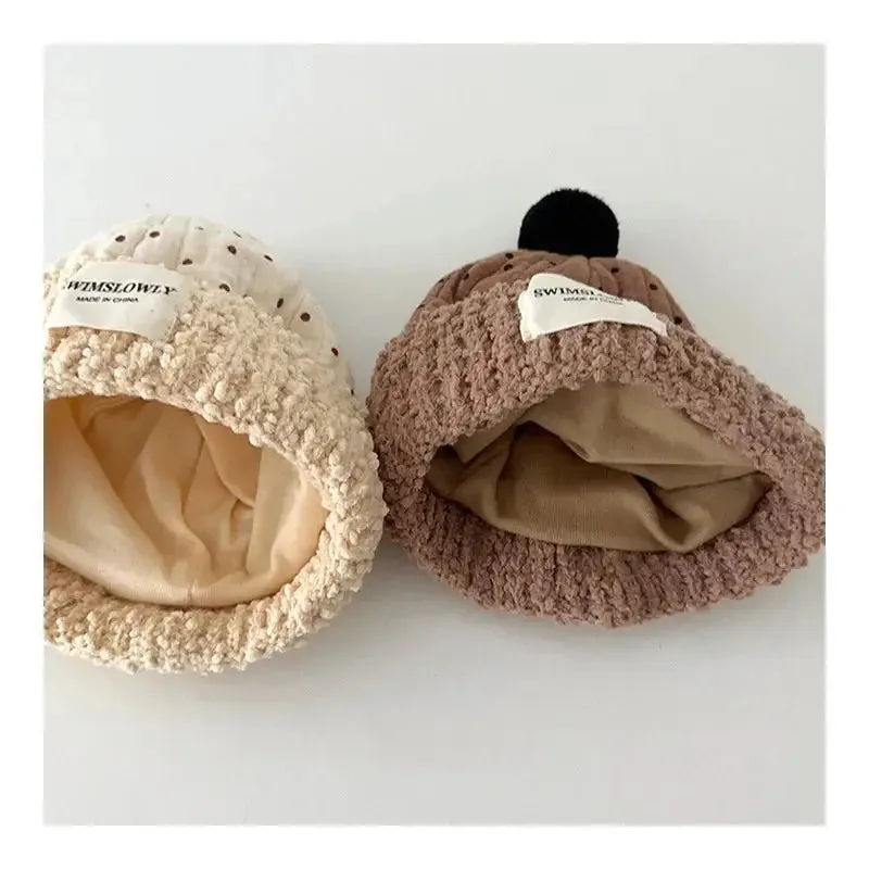 Plush Polka Dot Baby Beanies
