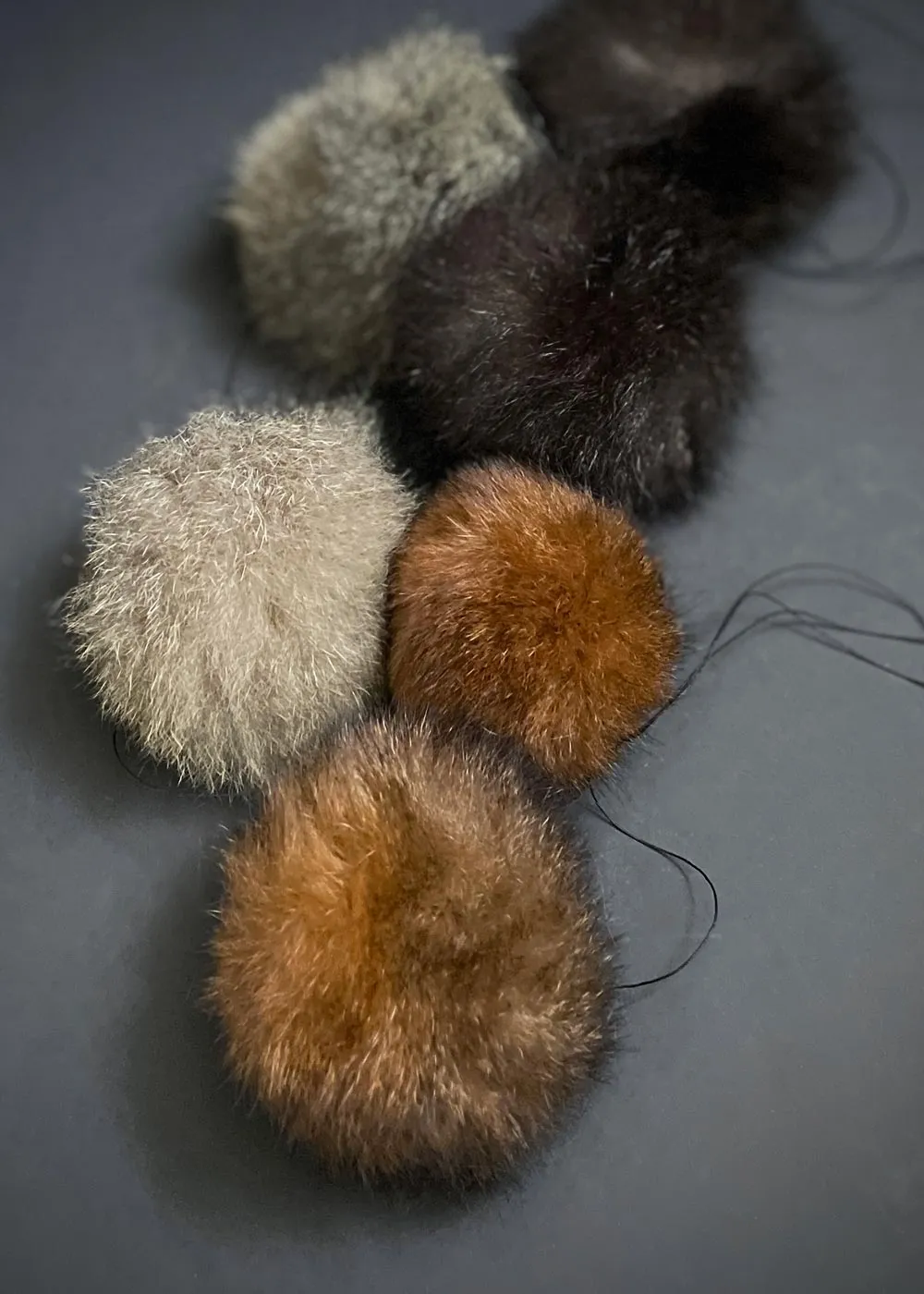 Possum Fur Pom Poms - natural colours
