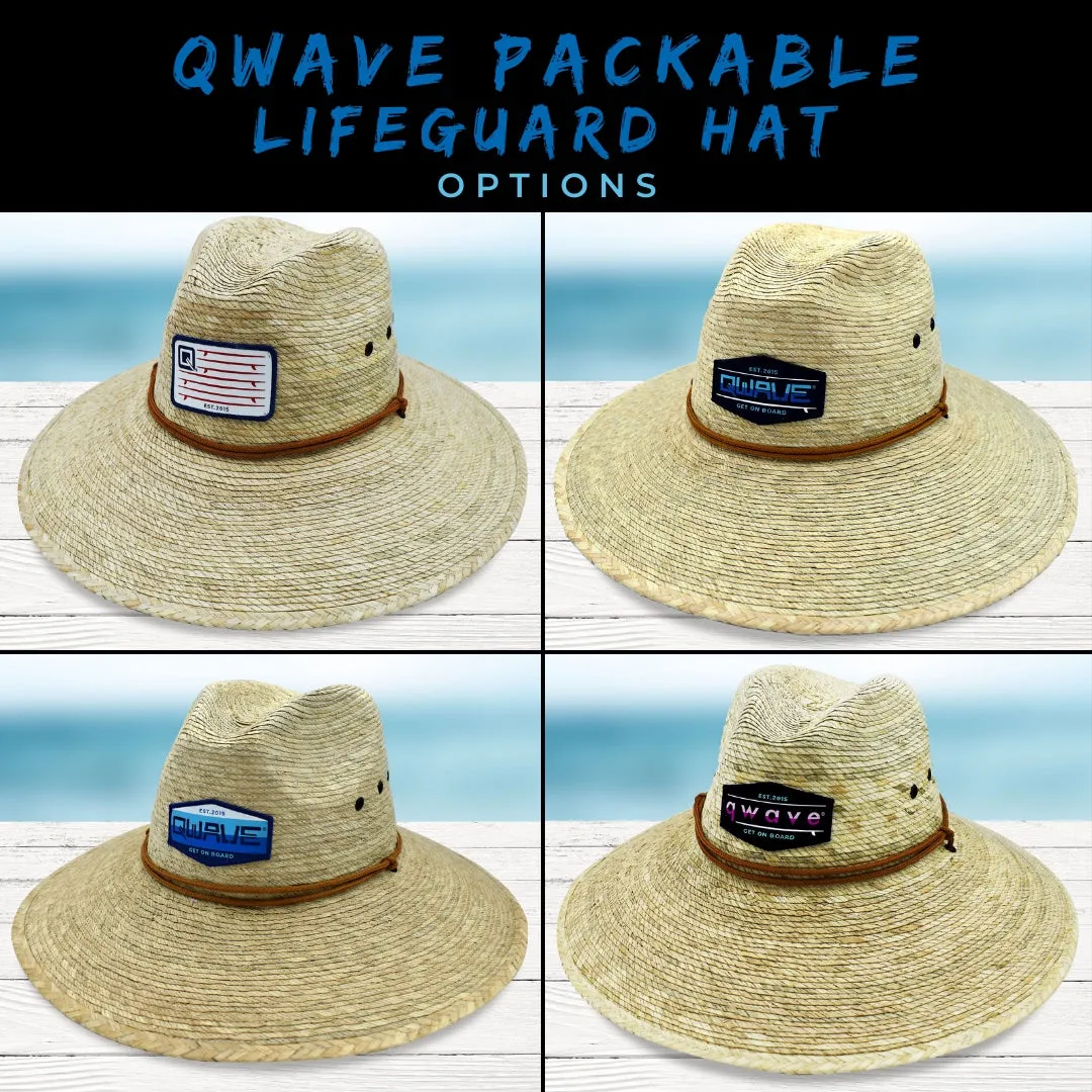 Qwave Packable Stone-Washed Straw Lifeguard Hat for Men and Women - Beach Straw Hat Protects from Summer Sun -  Ombré Pink