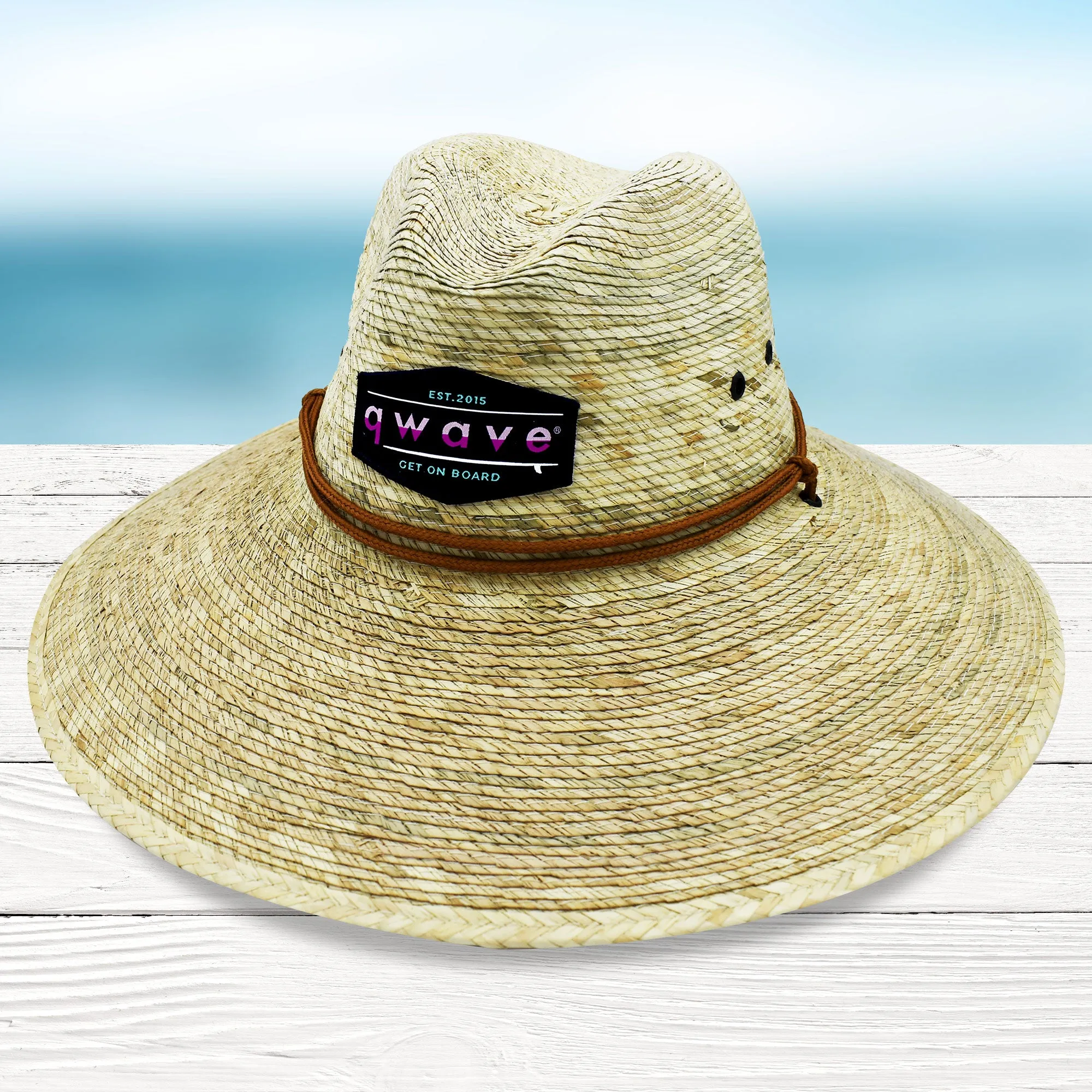 Qwave Packable Stone-Washed Straw Lifeguard Hat for Men and Women - Beach Straw Hat Protects from Summer Sun -  Ombré Pink