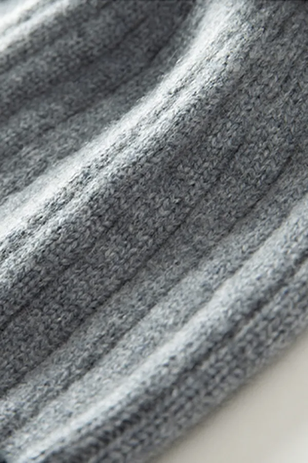 RIbbed Color-block Knit Cashmere Beanie With Pom Pom
