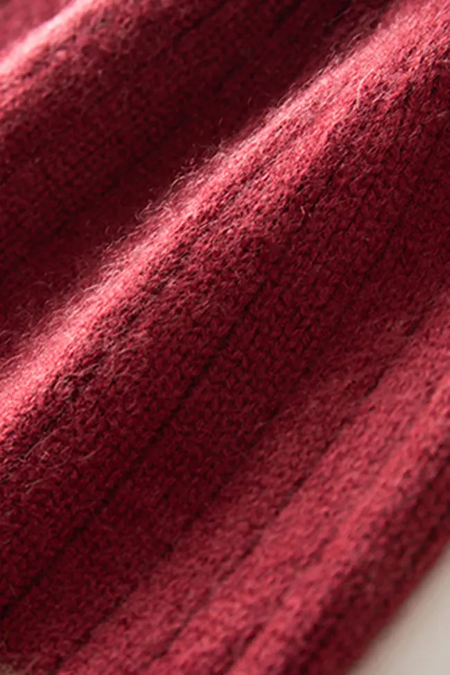 RIbbed Color-block Knit Cashmere Beanie With Pom Pom