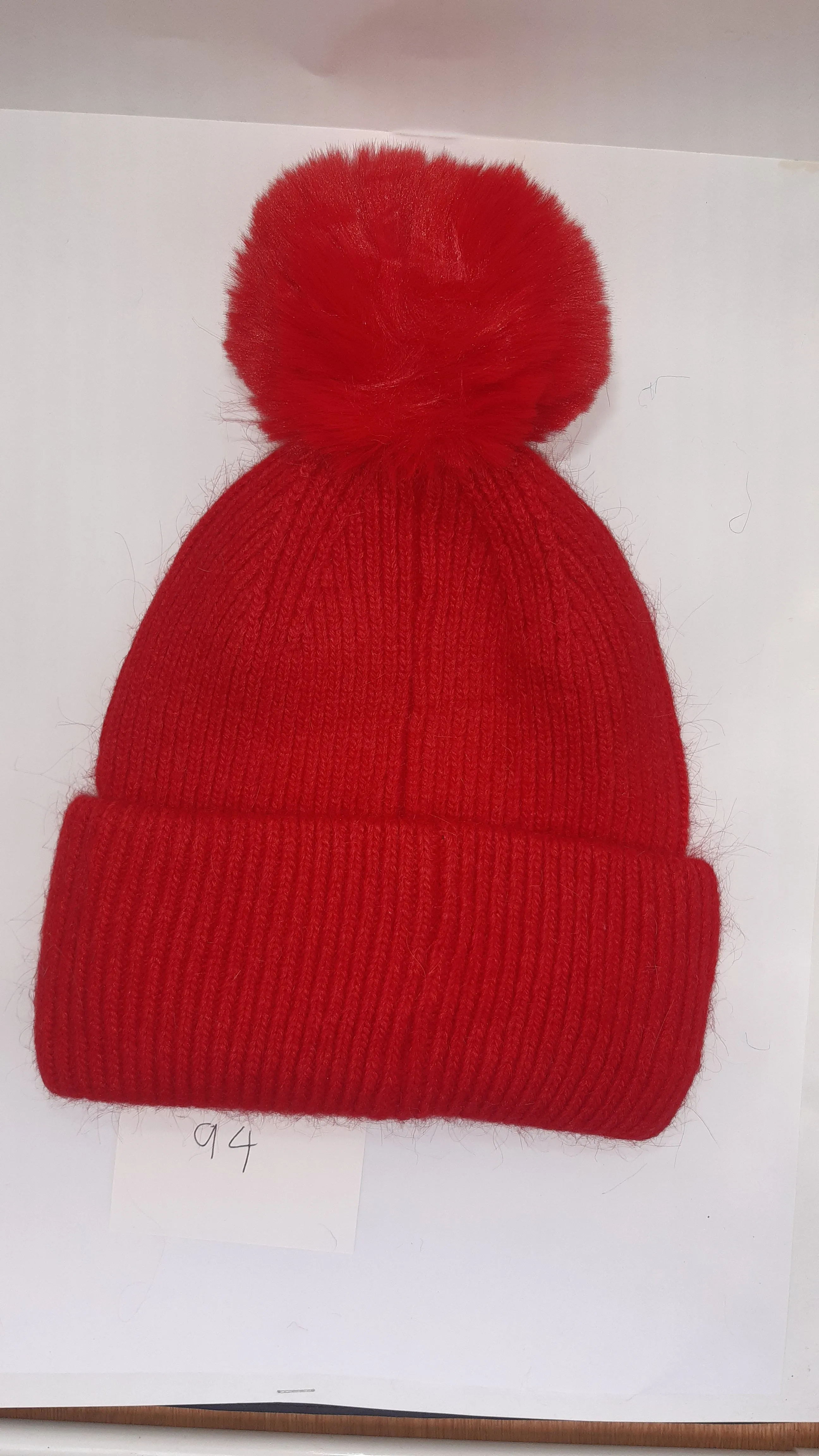 SIMPLE TURN UP ANGORA POM HAT AW23-RMD-94