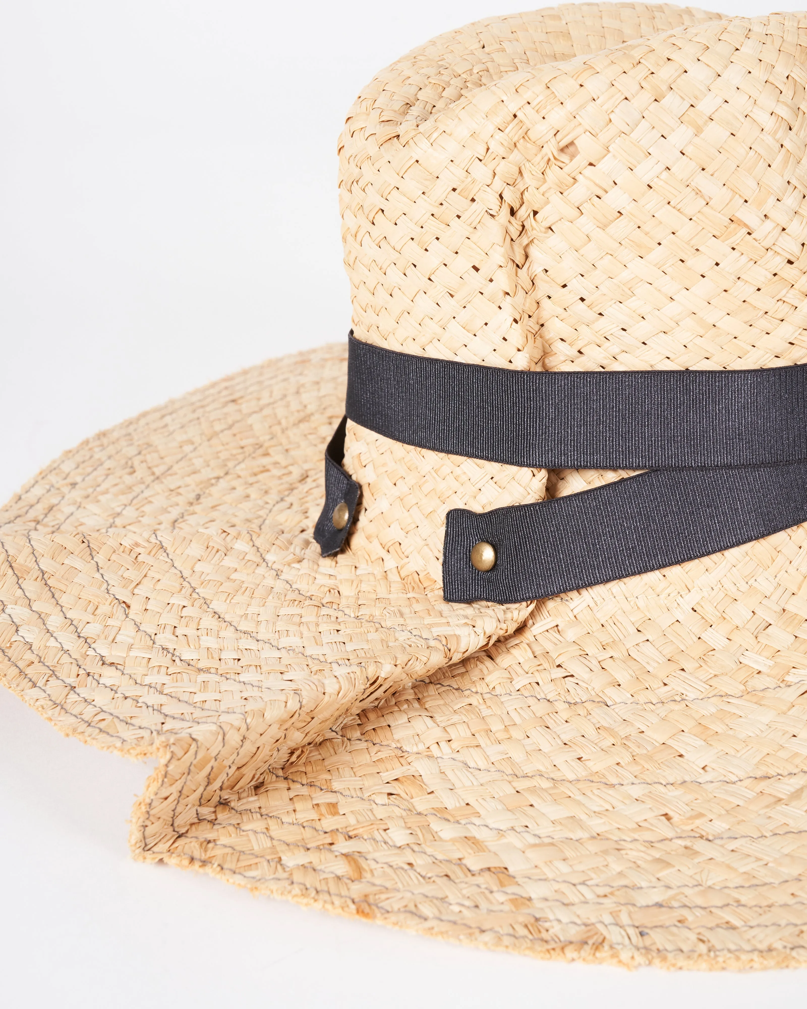 snap first aid hat - straw natural / pewter
