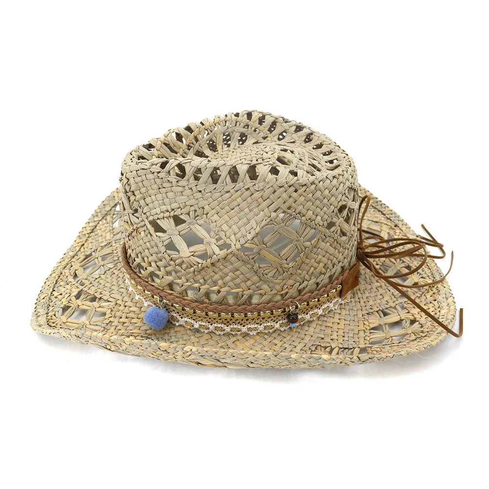 Straw Cowboy Hats Men's and Women's Denim Hat Straw Hat Sun Protection Sun Hat