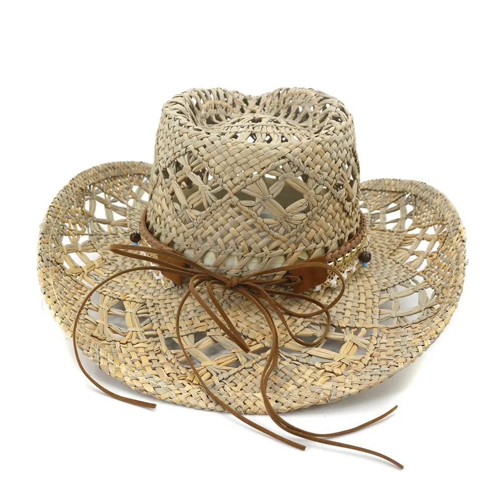 Straw Cowboy Hats Men's and Women's Denim Hat Straw Hat Sun Protection Sun Hat