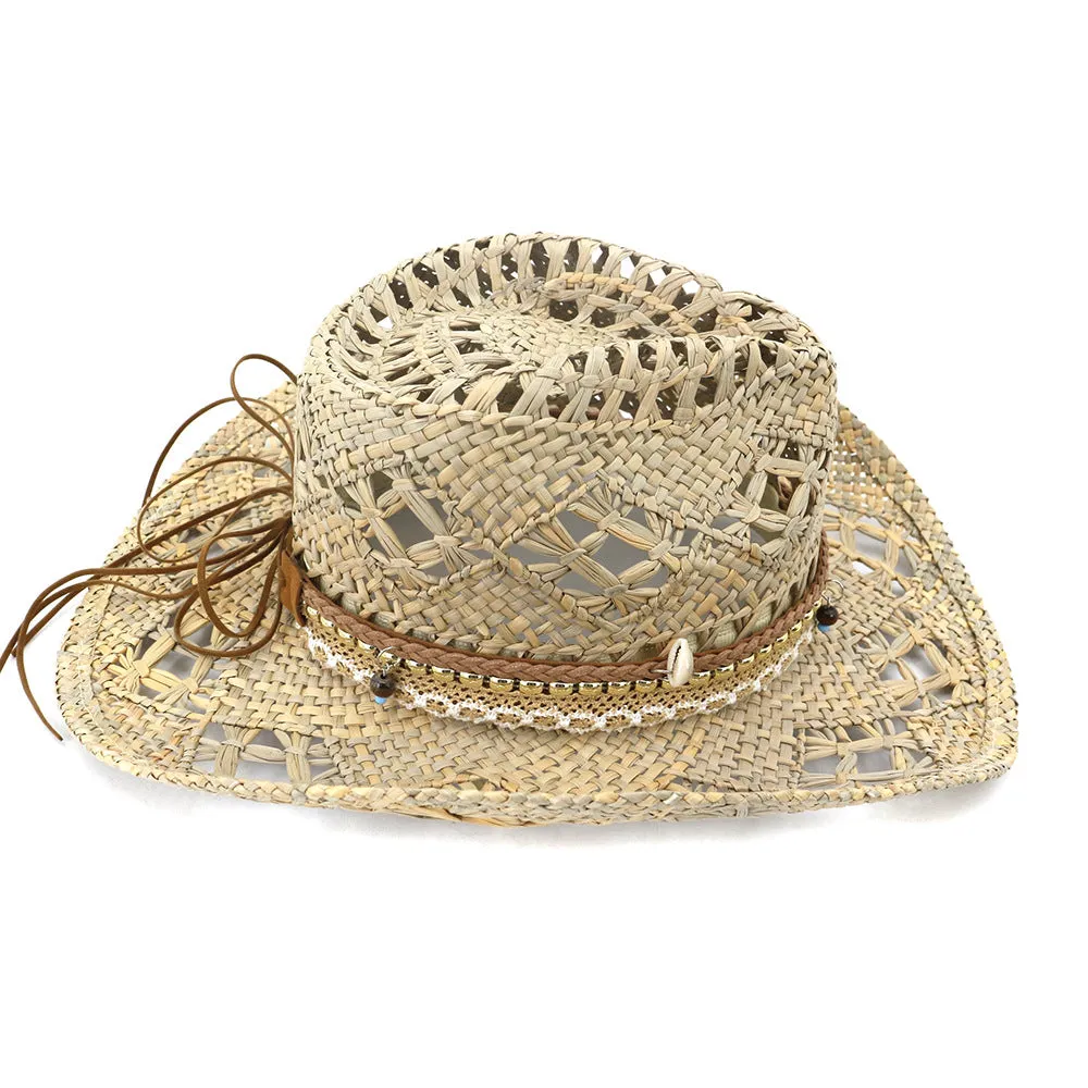 Straw Cowboy Hats Men's and Women's Denim Hat Straw Hat Sun Protection Sun Hat