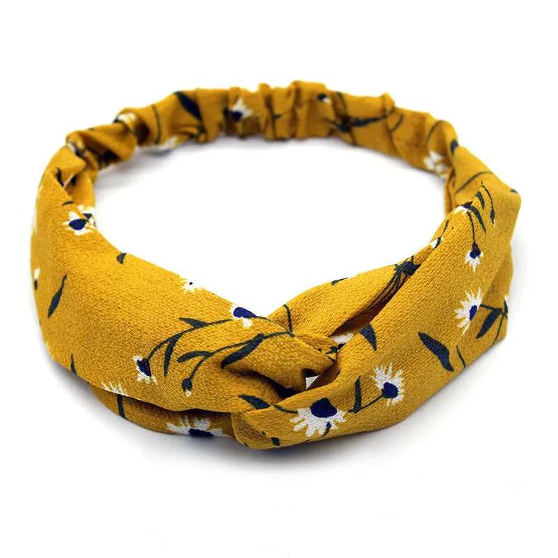 Stylish Cross-Knotted Wide-Brimmed Headband with Fabric Flower - Trendy Ladies Hair Accessory