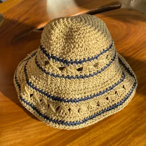 Summer Straw Hats | stripped blue color