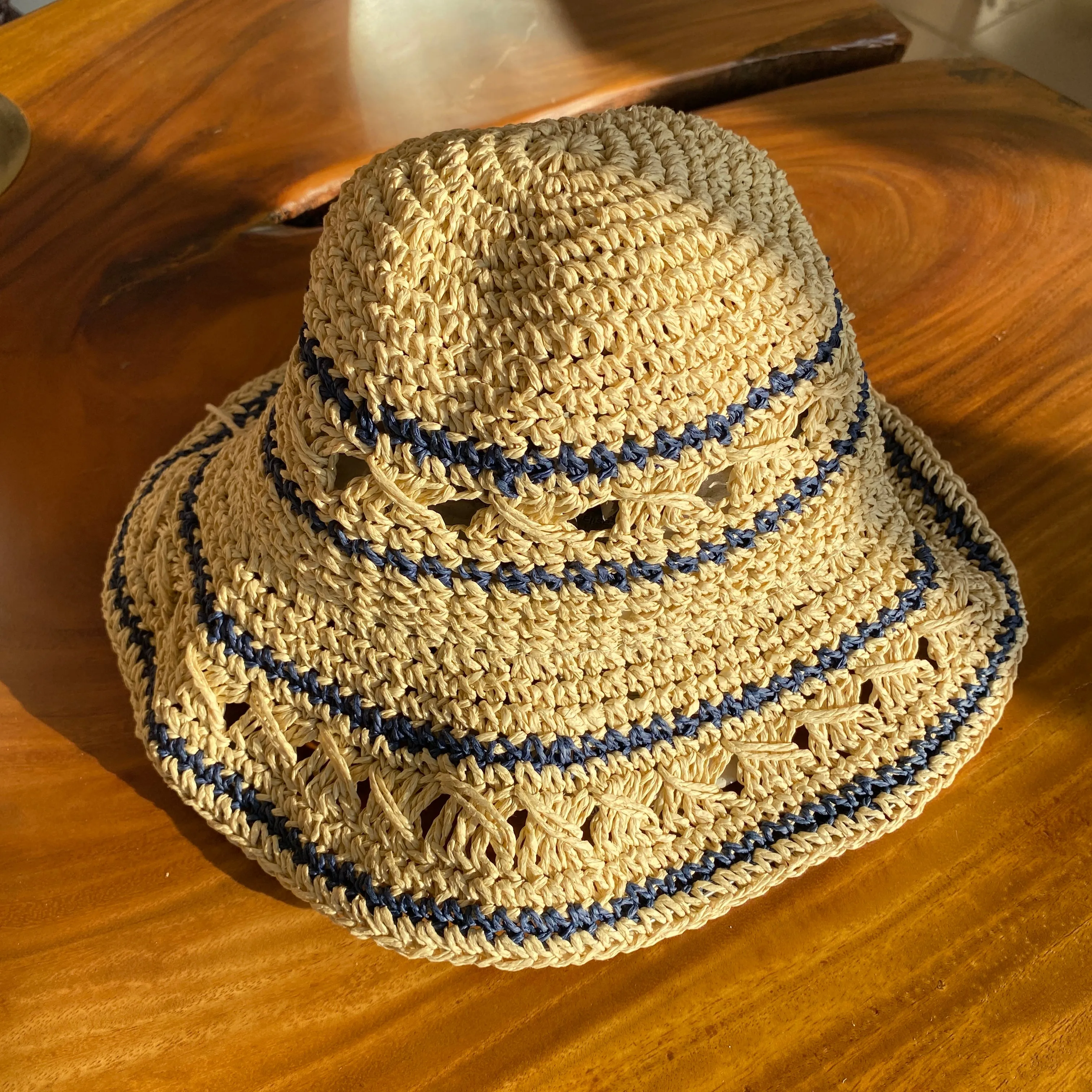 Summer Straw Hats | stripped blue color