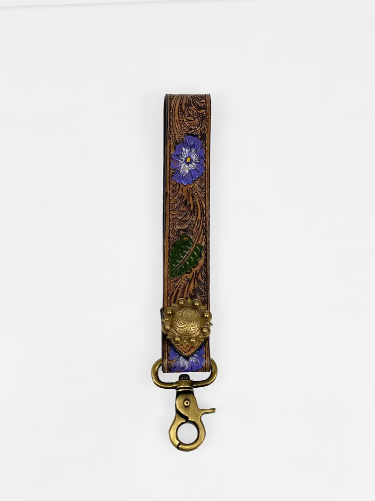 Tooled Leather Wristlet Strap