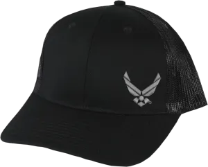 U.S. Air Force Symbol Left Panel on Black Snapback Trucker Cap