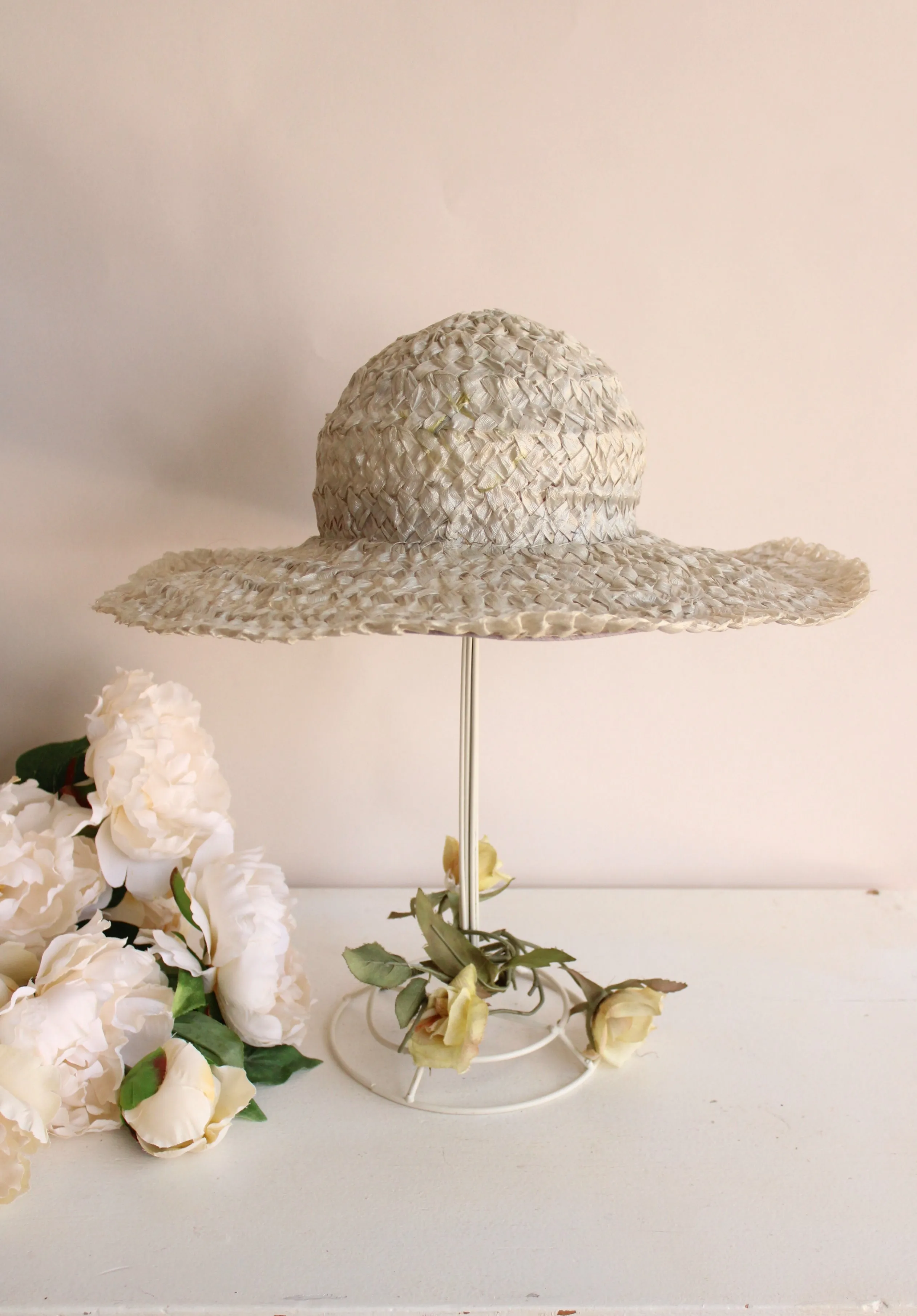 Vintage 1950s Woven Raffia Sun Hat by Willam Ena