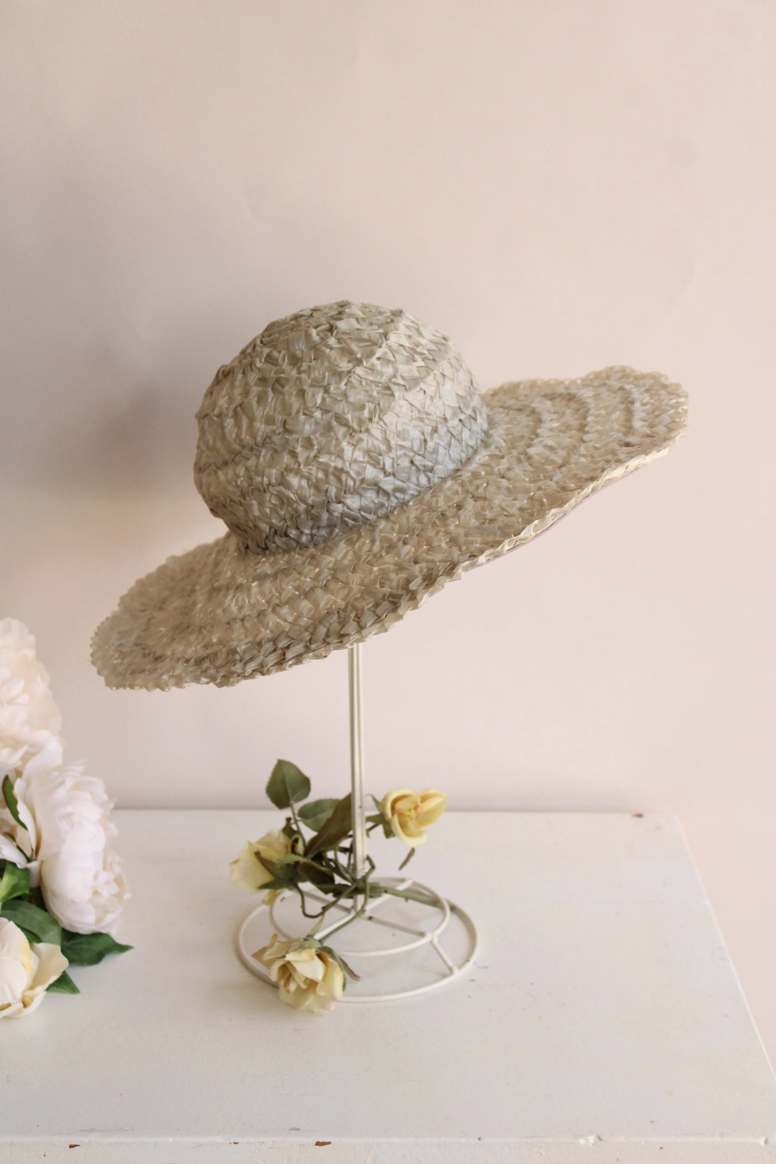 Vintage 1950s Woven Raffia Sun Hat by Willam Ena