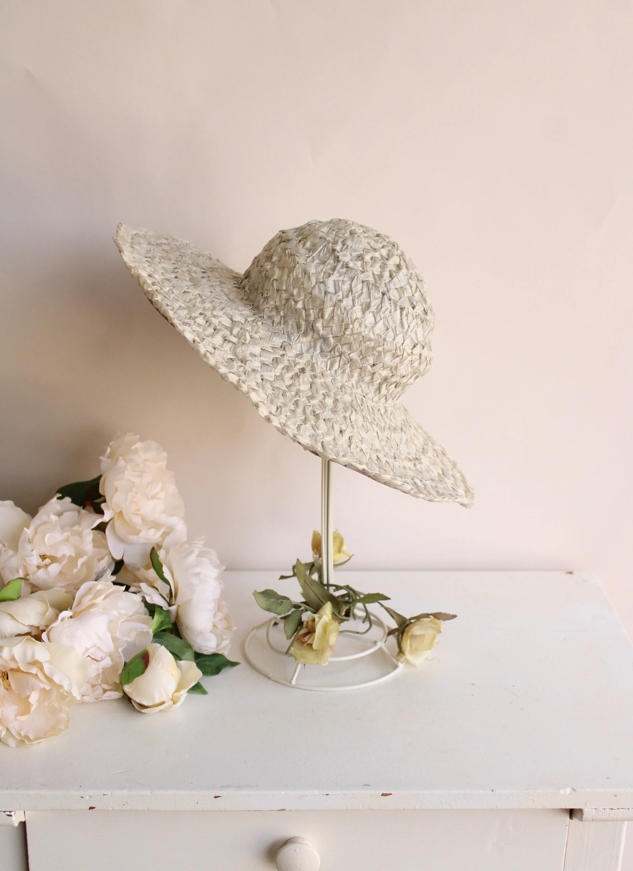 Vintage 1950s Woven Raffia Sun Hat by Willam Ena