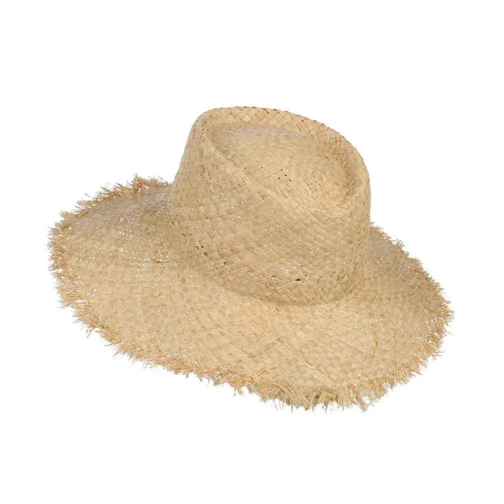Women's Raffia Straw Sun Visor Hat Wide Brim Panama Style