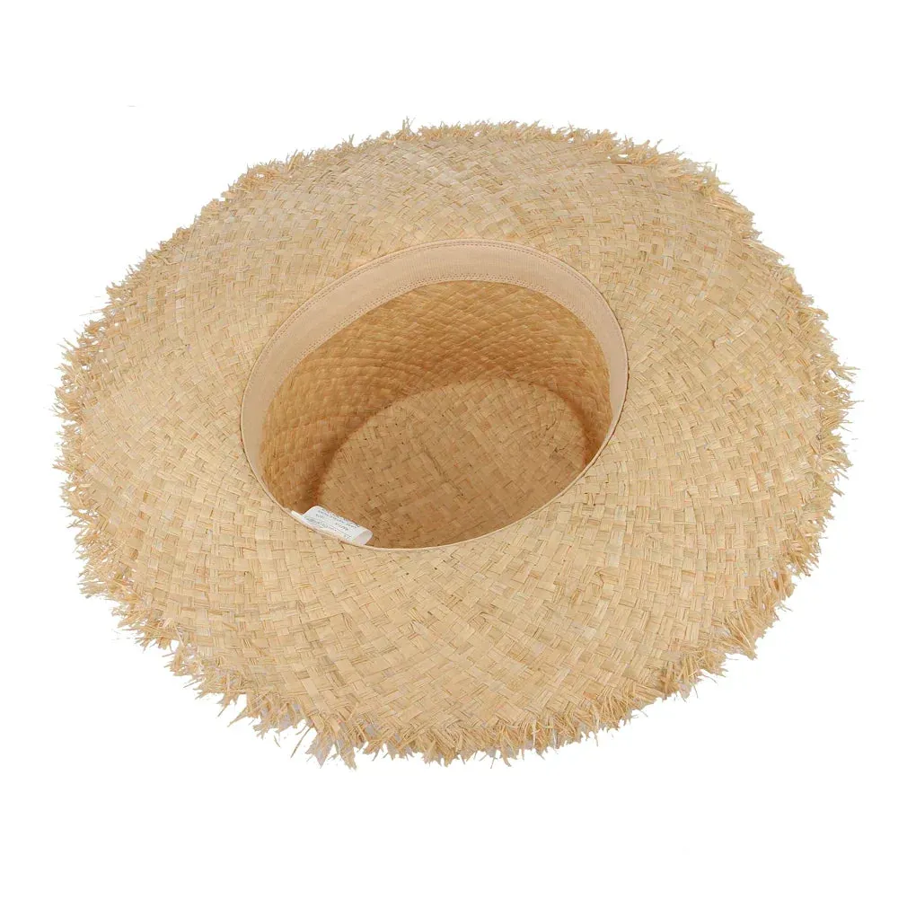Women's Raffia Straw Sun Visor Hat Wide Brim Panama Style