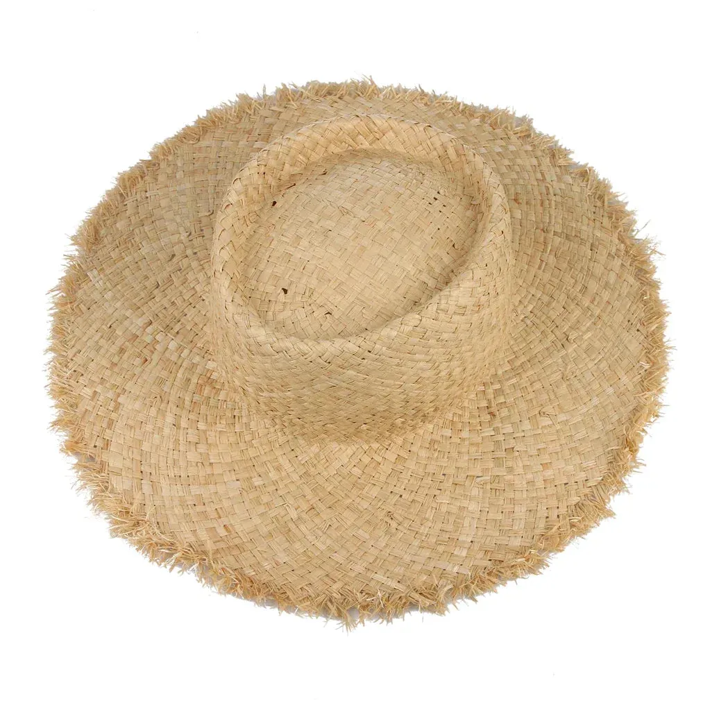 Women's Raffia Straw Sun Visor Hat Wide Brim Panama Style