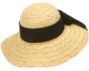 Women's Raffia Sun Hat with Chiffon Bow