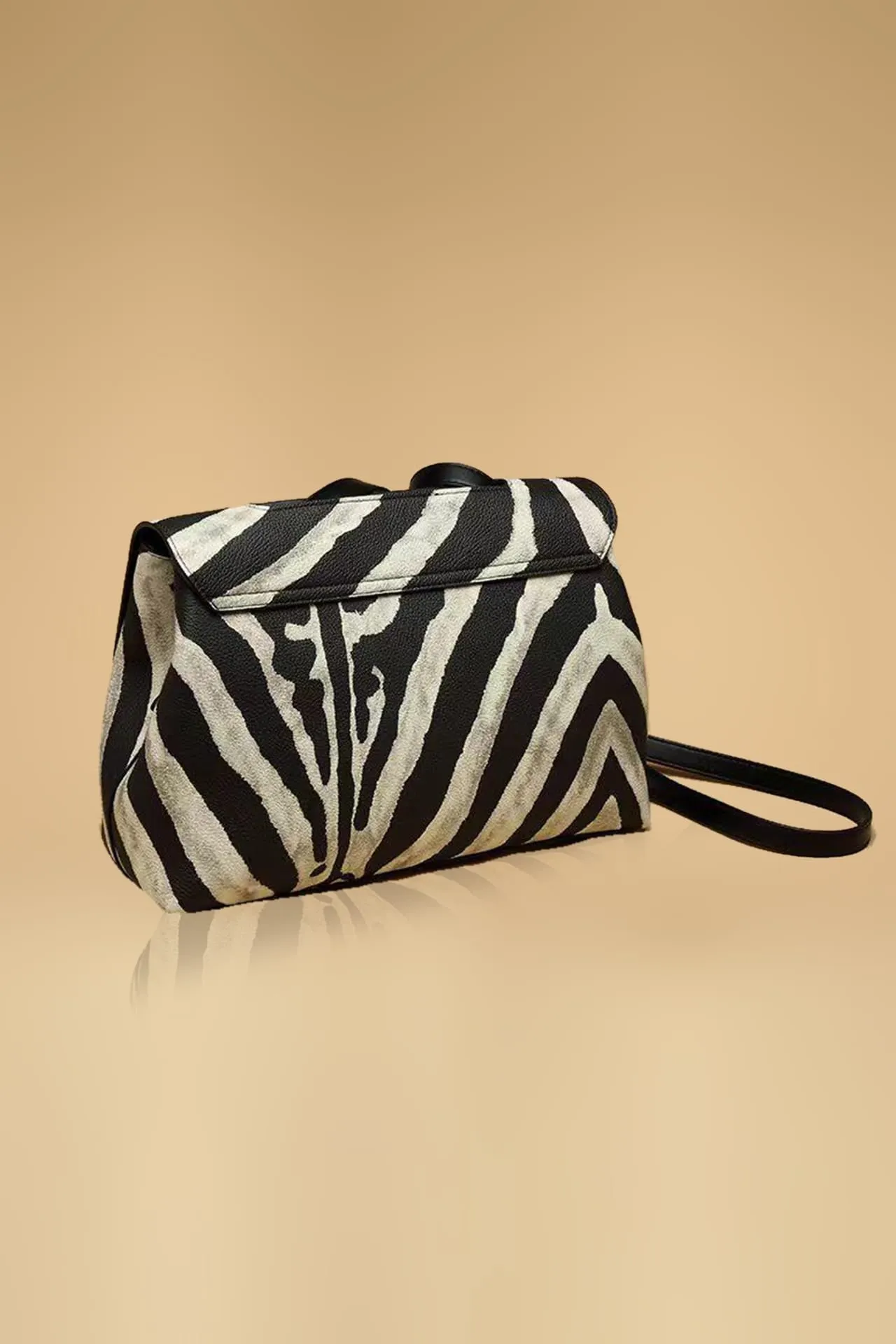 Zebra Print Handbag With Long Sling