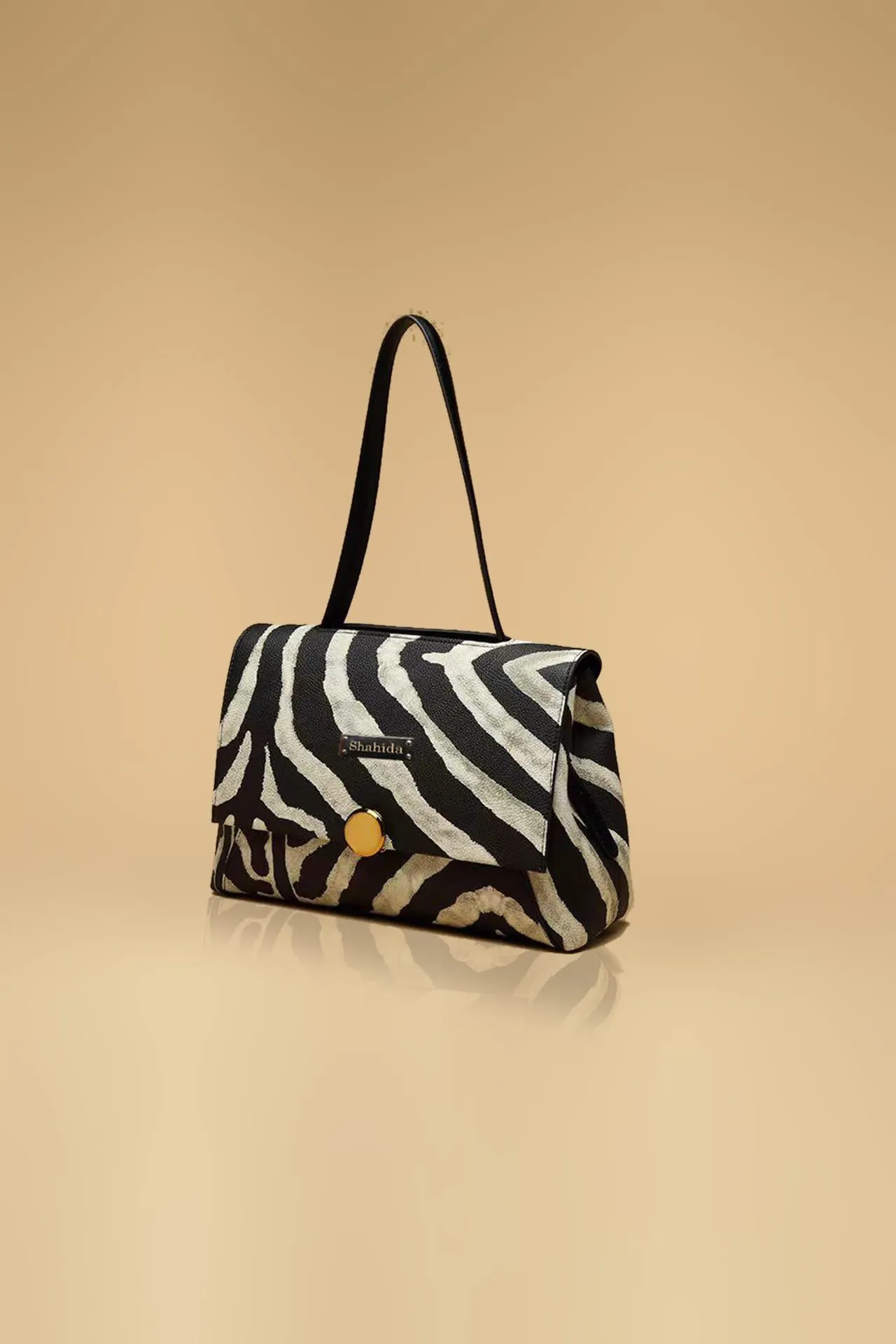 Zebra Print Handbag With Long Sling