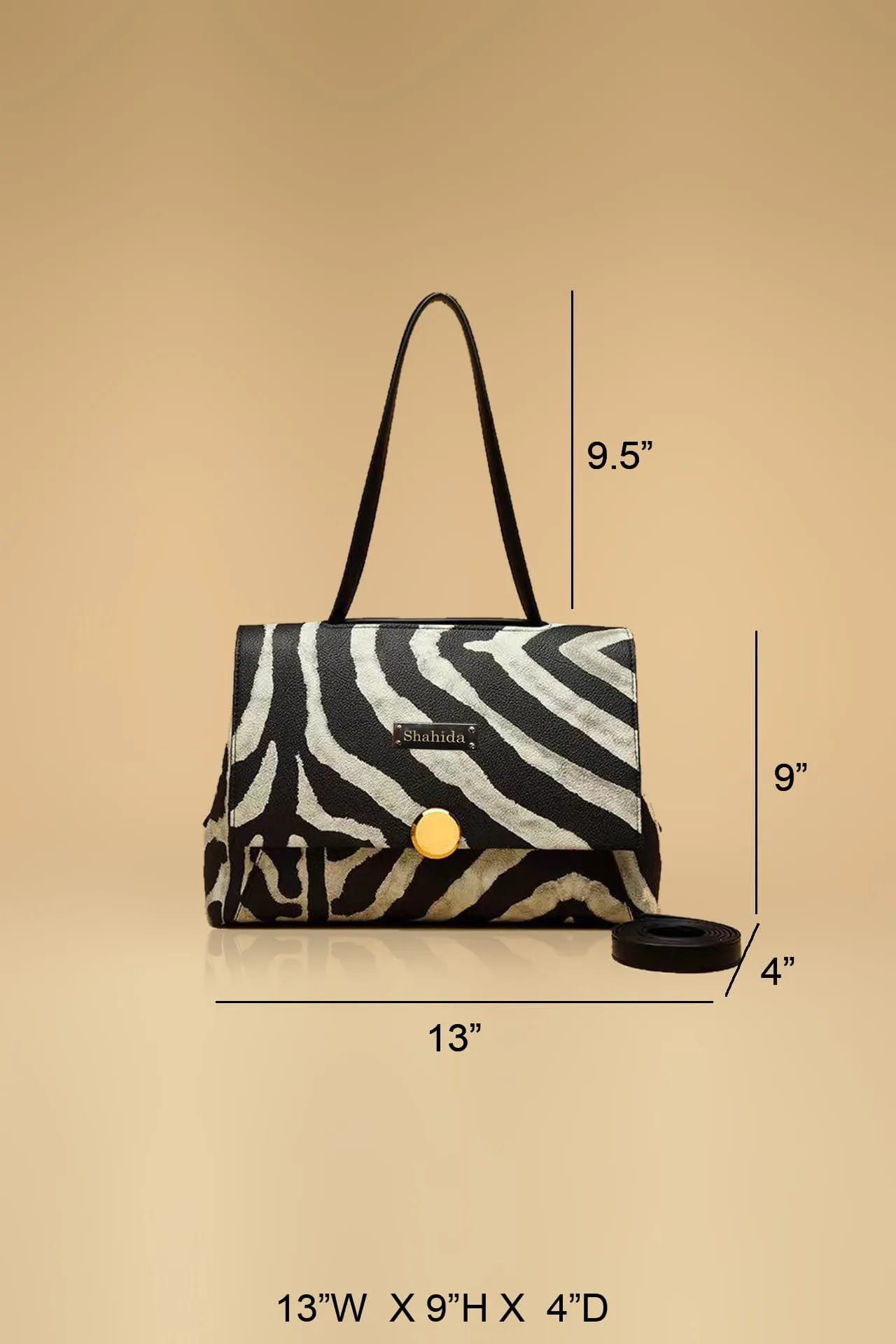 Zebra Print Handbag With Long Sling